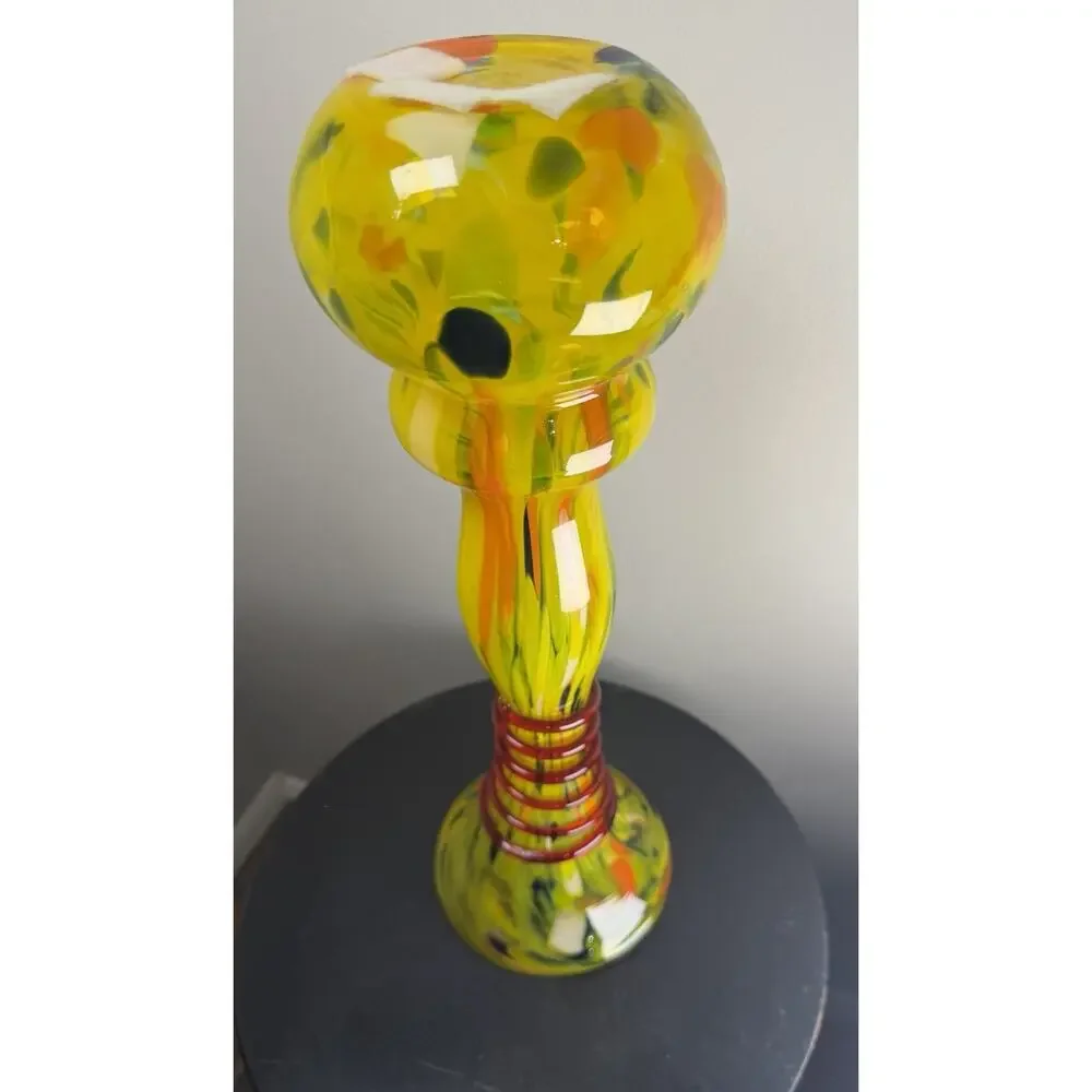 Home Essentials & Beyond Hand Blown Art Glass Trumpet Vase 17.25” Vintage